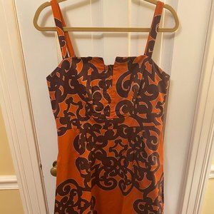Merona Orange Rust Purple Fit Flare Dress 12